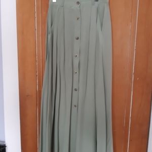 Long silver green silk skirt
